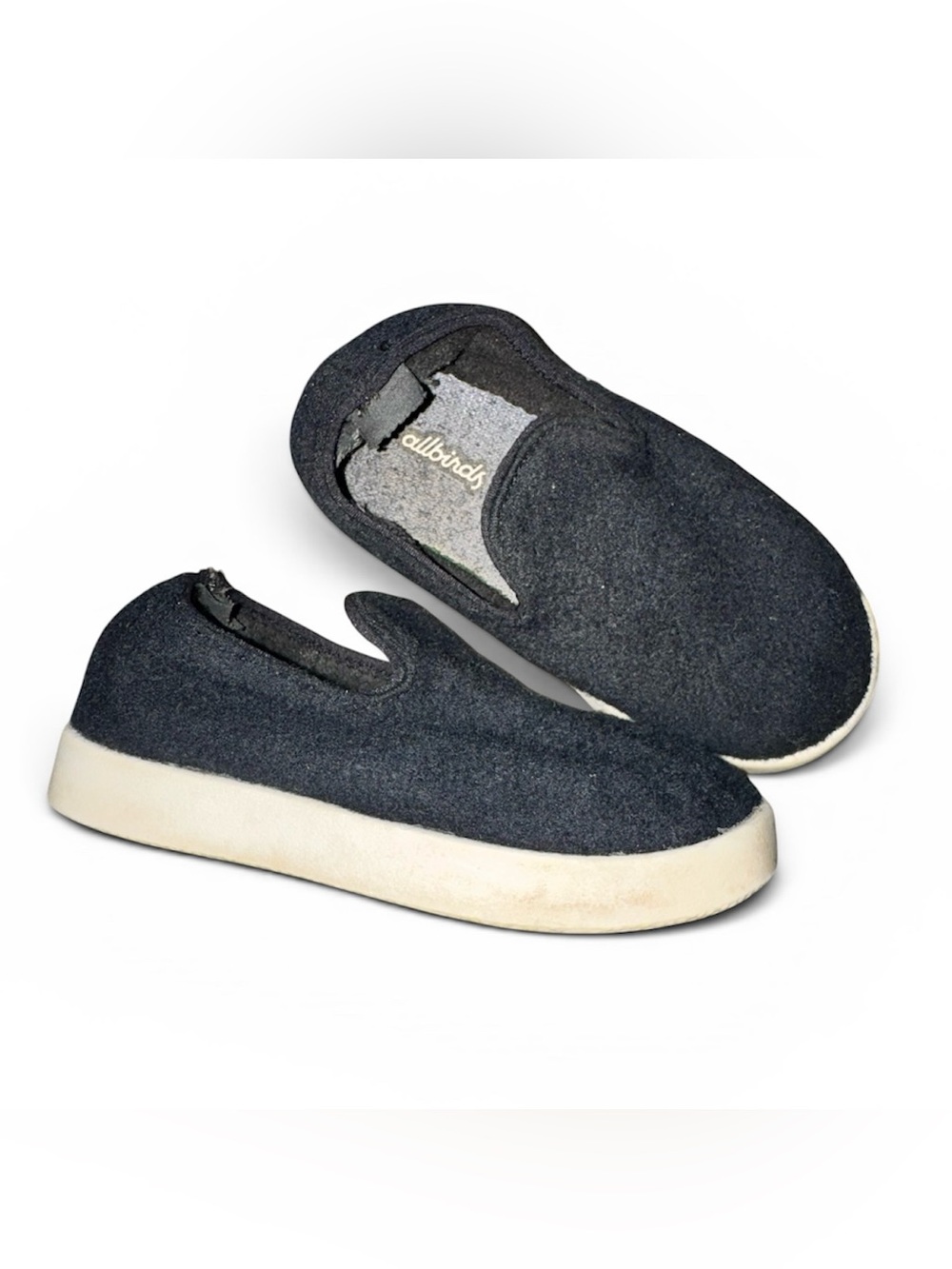 allbirds Kids Slip-On Wool Shoes in Dark Gray and White